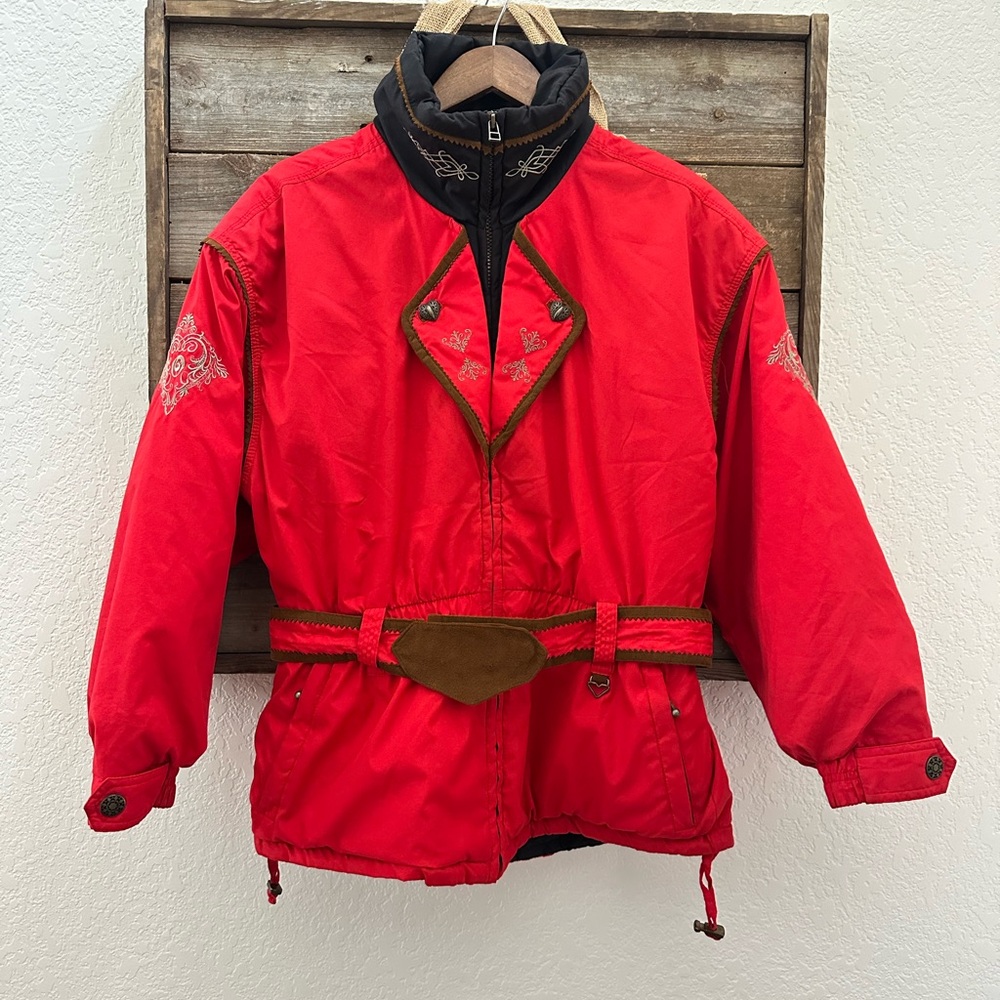 Obermeyer Geneva Thermolite red ladies belted ski‎ jacket ladies size 12 petite
